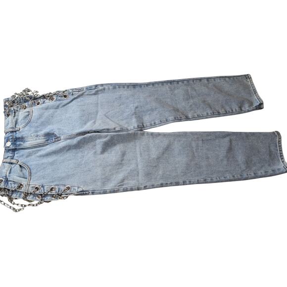 N1 Los Angeles Chain Denim Jeans Womens Medium Punk Grunge Style Edgy Skater - Picture 15 of 16